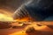 thunder storm rages over desert dune natural disaster , made with generative ai