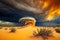 thunder storm rages over desert dune natural disaster , made with generative ai