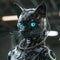 Thunderbolt brilliance in its gaze the robotic cat moves with a silent