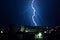 Thunderbolt and Lightning.night thunderstorm over the buildings in the city