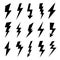 Thunderbolt silhouette. Electrical flash icon, electric high power voltage and thunder lightning silhouettes icons