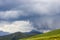 Thundercloud over mountain ridge in the Carpathian Mountains