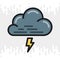 Thundercloud, storm cloud or thunderstorm icon for weather forecast application or widget. Cloud with lightning bolt