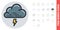 Thundercloud, storm cloud or thunderstorm icon for weather forecast application or widget. Cloud with lightning bolt