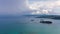 Thunderclouds over the sea. Seascape with clouds and islands. Caramoan Islands, Philippines.