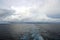 Thunderclouds and rain clouds over the coastline of the Strait of Juan de Fuca. Pacific Ocean.