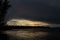 Thunderclouds at sunset over the Dnieper river in Ukraine