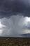 Thunderhead cloud produces rain shower over semi-desert grassland prairie