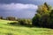 A thunderstorm is approaching, nature froze in anticipation of a storm swirling, swirling clouds of rain.