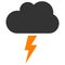 Thunderstorm Cloud Raster Icon Flat Illustration