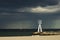 Thunderstorm is comming to Bellevue Beach north of Copenhagen, Denmark