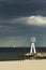 Thunderstorm is comming to Bellevue Beach north of Copenhagen, Denmark