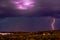 Thunderstorm falling in a landscape full of olive trees, Spain