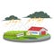 Thunderstorm at farm cartoon vector illustration