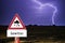 Thunderstorm German Warn sign shield