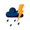 Thunderstorm icon in flat style, simple vector