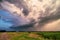 Thunderstorm illuminated by the evening light