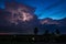 Thunderstorm with lighting on backyard