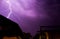 Thunderstorm in the night: Lightning on the sky, neighbourhood, Austria