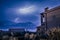 Thunderstorm in the night: Lightning on the sky, neighbourhood, Italy