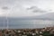 Thunderstorm over the sea. dramatic sky stormy over the city of Rijeka, Europe
