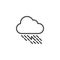 Thunderstorm, rainy cloud outline icon