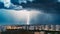 Thunderstorm with storm and lightning over the city