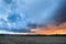 A Thunderstorm at Sunset near Nebraska City, Nebraska