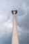 Thunderstorm at the tv tower Rheinturm of Dusseldorf in Germany