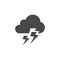 Thunderstorm weather black vector icon