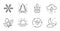 Thunderstorm weather, Wind energy and Christmas tree icons set. Gluten free, Snowflake and Sunset signs. Vector