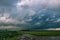 Thundery shower over the dutch landscape
