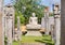 Thuparama Buddha statue and the stone columns. world heritage site in the sacred city of Anuradhapura