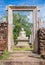 Thuparama Buddha statue and the temple ruins. world heritage site in the sacred city of Anuradhapura