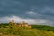 Thurant Castle and vineyards above Moselle river near Alken, Germany.