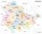 Thuringia administrative and political vector map