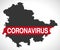 Thuringia GERMANY federal state map with Coronavirus warning illustration