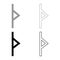Thurisaz rune Tpurizas Tor Thorn icon set grey black color illustration outline flat style simple image