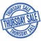 THURSDAY SALE written word on blue stamp sign