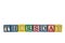 Thursday written in letter colorful alphabet blocks isolated on