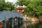 Thuy Trung Tien temple with stone bridge on Thanh Nien street in Hanoi, Vietnam