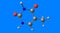 Thymine molecular structure isolated on blue