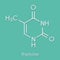 Thymine T nucleobase molecule. present in DNA. Skeletal formula.