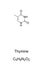 Thymine, T, Thy, nucleobase, chemical formula and skeletal structure