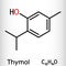 Thymol, IPMP molecule. It is phenol, natural monoterpene derivative of cymene. Skeletal chemical formula