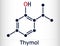 Thymol, IPMP molecule. It is phenol, natural monoterpene derivative of cymene. Skeletal chemical formula