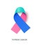 Thyroid cancer awareness ribbon vector realistic illustration