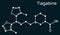 Tiagabine, C20H25NO2S2 molecule. It is anticonvulsant medication, is used in the treatment of epilepsy. Skeletal chemical formu on