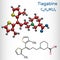 Tiagabine, C20H25NO2S2 molecule. It is anticonvulsant medication, is used in the treatment of epilepsy. Structural chemical