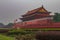 Tiananmen Gate or the Forbidden City covered by smog in Beijing